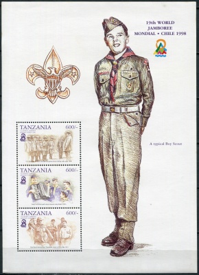 Танзания. 1998. 19-я Всемирная встреча скаутов, Чили (Малый лист. MNH OG)