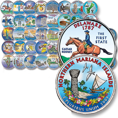США. Набор №1 (56 монет. Эмаль. Unc) 1999-2009