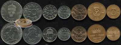 Швеция. Набор №2 (7 монет) 1952-2009