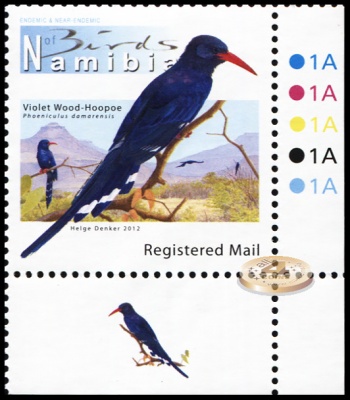 Намибия. 2012. Фиолетовый лесной удод (Почтовая марка. MNH OG)