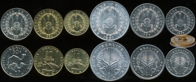 Джибути. Набор №1 (6 монет) 1991-2010