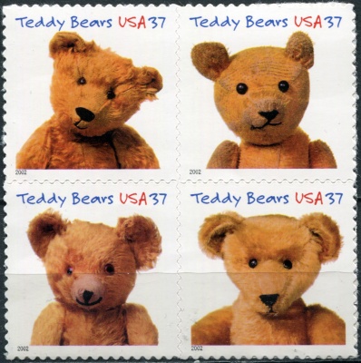 США. 2002. Мишки Тедди празднуют 100-летний юбилей (Сцепка. MNH OG)