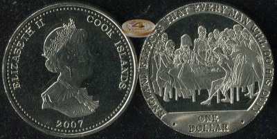 О-ва Кука. 1 доллар. 2007 (Prooflike)