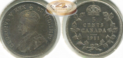 Канада. 5 центов. 1911 (XF. Серебро)