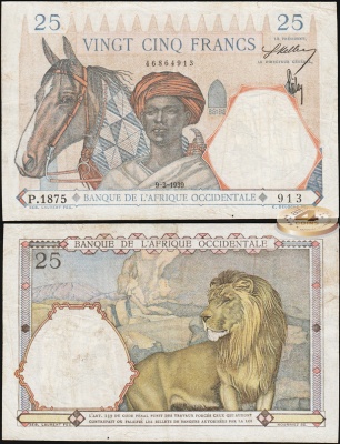 Французская Западная Африка. 25 франков (aXF) 1939