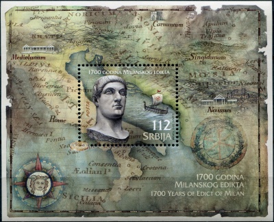 Сербия. 2013. 1700 лет со дня написания Миланского эдикта (Блок. MNH OG)