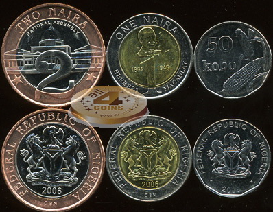 Нигерия. Набор №1 (3 монеты. 2 биметалла) 2006