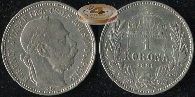 Австро-Венгрия (Венгрия). 1 корона. 1896 (XF. Серебро)