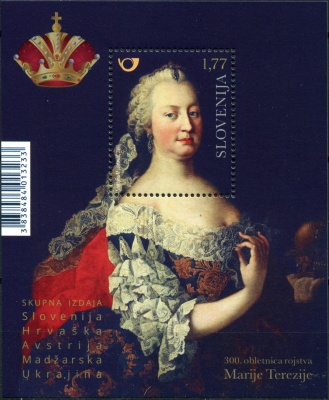 Словения. 2017. 300 лет со дня рождения императрицы Марии Терезии (Блок. MNH OG)