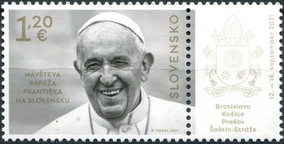 Словакия. 2021. Визит Папы Римского Франциска в Словакию, 2021 год (Сцепка. MNH OG)