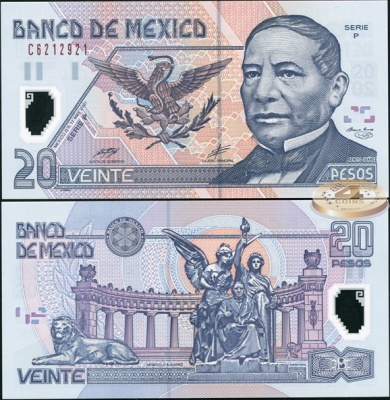 Мексика. 20 песо (Unc. Пластик) 2001