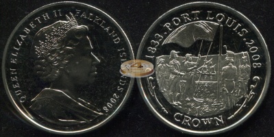 Фолклендские о-ва. Монета 1 крона. 2008 (KM#154. Unc) Порт-Луи. 1833-2008