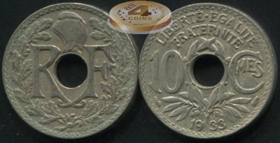 Франция. 10 сантимов. 1933 (VF)