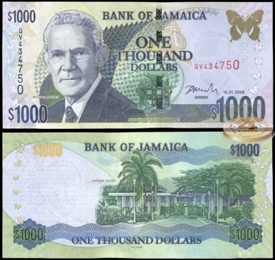 Ямайка. 1000 долларов (Unc) 2008