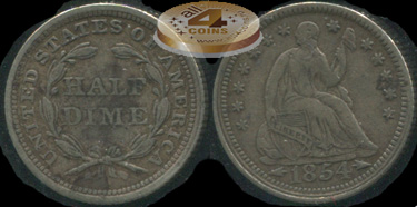 США. 1/2 дайма. 1854 (XF+. Серебро)