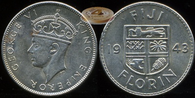Фиджи. Флорин. 1943 (XF. Серебро)