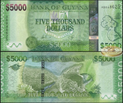 Гайана. 5000 долларов (Unc) 2014