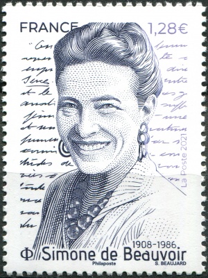 Франция. 2021. Международный женский день. Симона де Бовуар (1908-1986) (Почтовая марка. MNH OG)