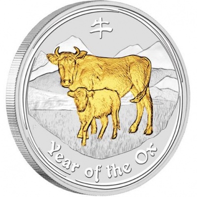 Австралия. 1 доллар. 2009 (Frosted Unc. Серебро. Позолота)