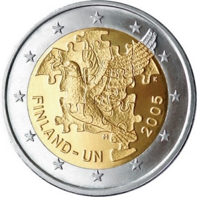 Финляндия. 2 евро. 2005 (Unc. Биметалл) 60 лет ООН