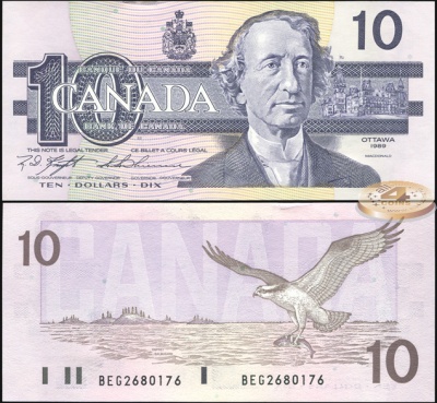 Канада. 10 долларов (Unc) 1989