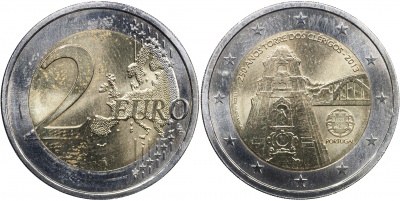 Португалия Монета 2 евро. 2013 (Unc. Биметалл) 250 лет церкви Клеригуш. г.Порту