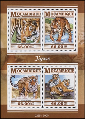 Мозамбик. 2015. Тигры (М.Лист. MNH OG)
