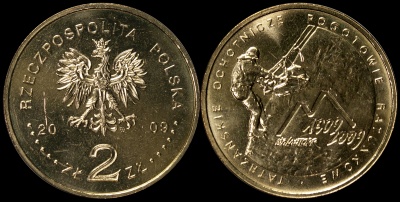 Польша. 2 злотых. 2009 (Unc) 100 лет образования добровольной горно-спасательной службы