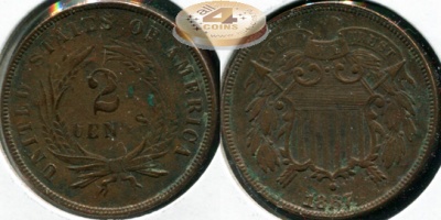 США. 2 цента. 1867 (XF/aUnc)