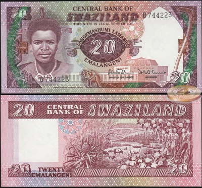 Свазиленд. 20 емалангени (Unc) 1989