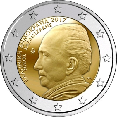 Греция. 2 евро. 2017 (Unc. Биметалл) 60 лет со дня смерти Никоса Казандзакиса