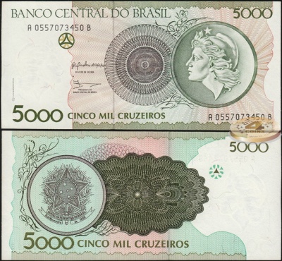 Бразилия. 5000 крузейро (Unc) 1990