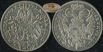 Германия (Нюрнберг). 20 крейцеров. 1769 (XF. Серебро)