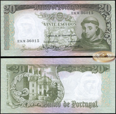 Португалия. 20 эскудо (Unc) 1964