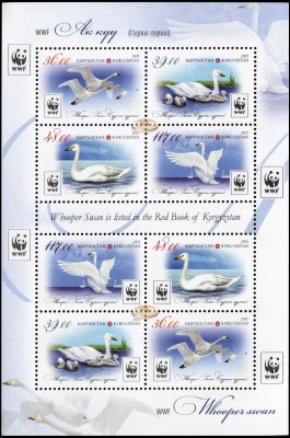 Кыргызстан. 2015. Лебедь кликун (Малый лист. MNH OG)