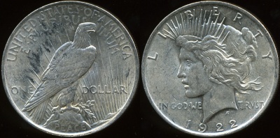 США. 1 доллар. 1922. (Unc. Серебро)