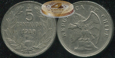 Чили. 5 центаво. 1938 (XF)