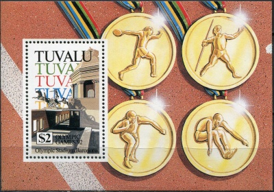 Тувалу. 1992. Летние Олимпийские игры 1992 года в Барселоне (Блок. MNH OG)