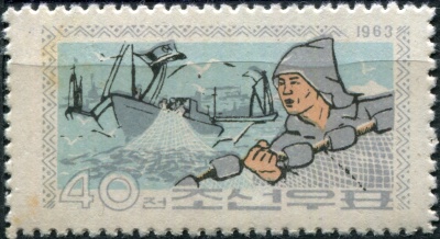 КНДР. 1963. Морская рыбалка (Почтовая марка. MNH)
