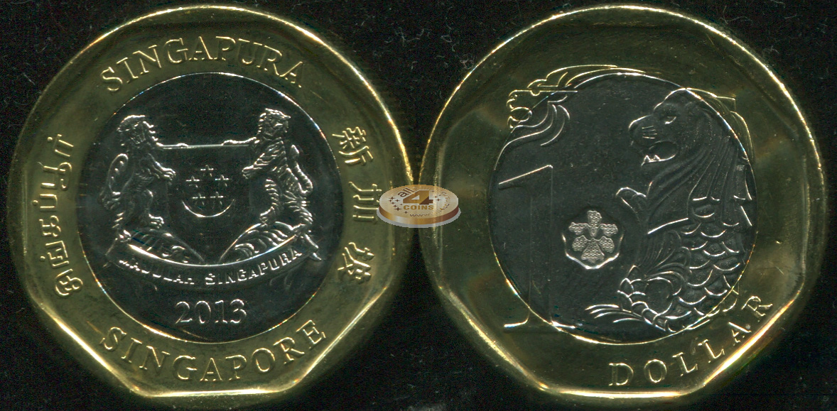 Сингапур. 1 доллар. 2013 (Unc. Биметалл)