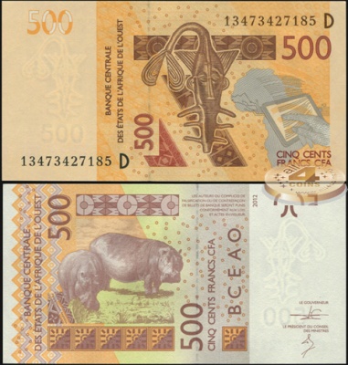 Мали [КФА Запад]. Банкнота 500 франков. (20)13. Unc. Бумага. Кат# P.419Db