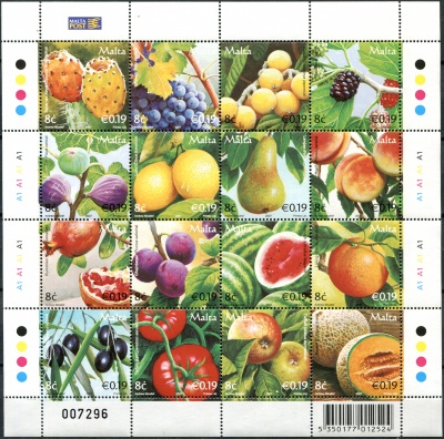 Мальта. 2007. Мальтийские фрукты (Лист. MNH OG)