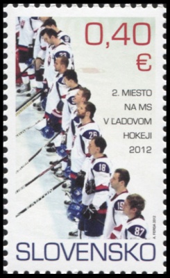 Словакия. 2012. 2-е место сборной Словакии на Чемпионате Мира по Хоккею 2012 (П. марка. MNH OG)