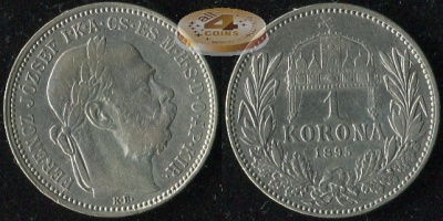 Австро-Венгрия (Венгрия). 1 корона. 1895 (aXF. Серебро)