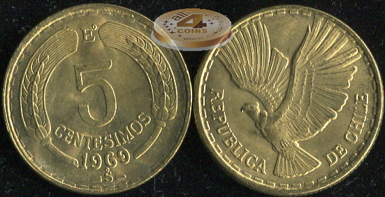 Чили. Монета 5 центезимо. 1969 (KM#190. Unc)