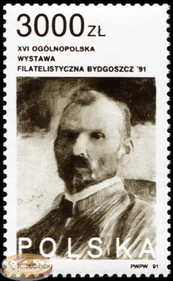 Польша. 1991. Автопортрет: Картина Леона Вычулковского (1852-1936) (Почтовая марка. MNH OG)