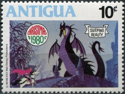 Антигуа и Барбуда. 1980. Принц сражается с драконом (Почтовая марка. MNH OG)