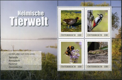 Австрия. 2023. Местная фауна (Почтовый блок. MNH OG)