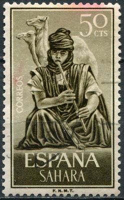 Испанская Сахара. 1964. Кочевники. Флейтист (Почтовая марка. Used)