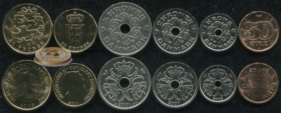 Дания. Набор №5 (6 монет) 1990-2011